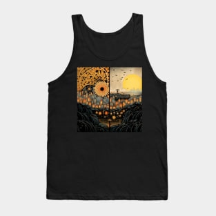 Summer & Rain Stylized Village Tank Top